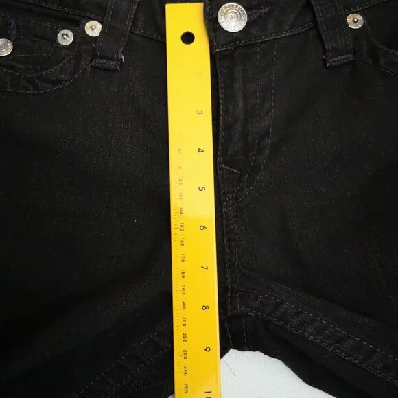 True Religion Ladies Size 31 Black World Tour Skinny Jeans w/ Purple Stitching - Picture 12 of 13